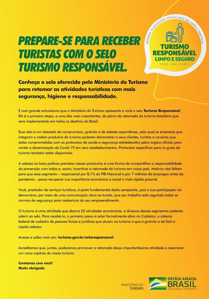 MTur alerta para falso serviço de obtenção do Selo Turismo